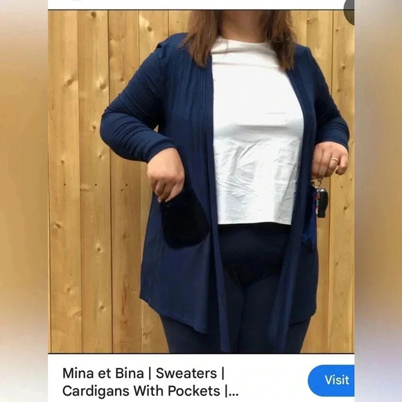 black open cardigan and pants set. Velvet patch pockets, XL.,NWT. Mina et Bina - Picture 14 of 15